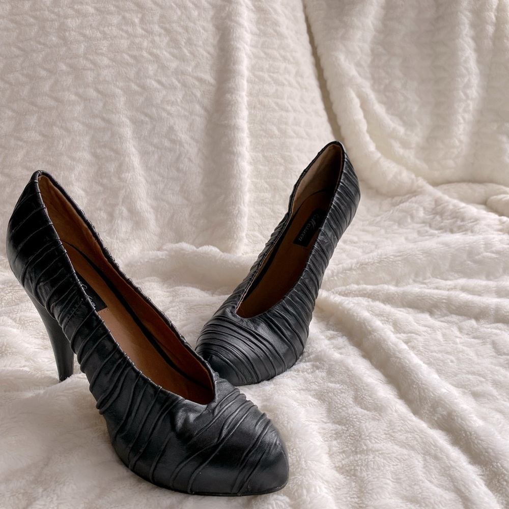 Pleated Leather Pumps Shoes